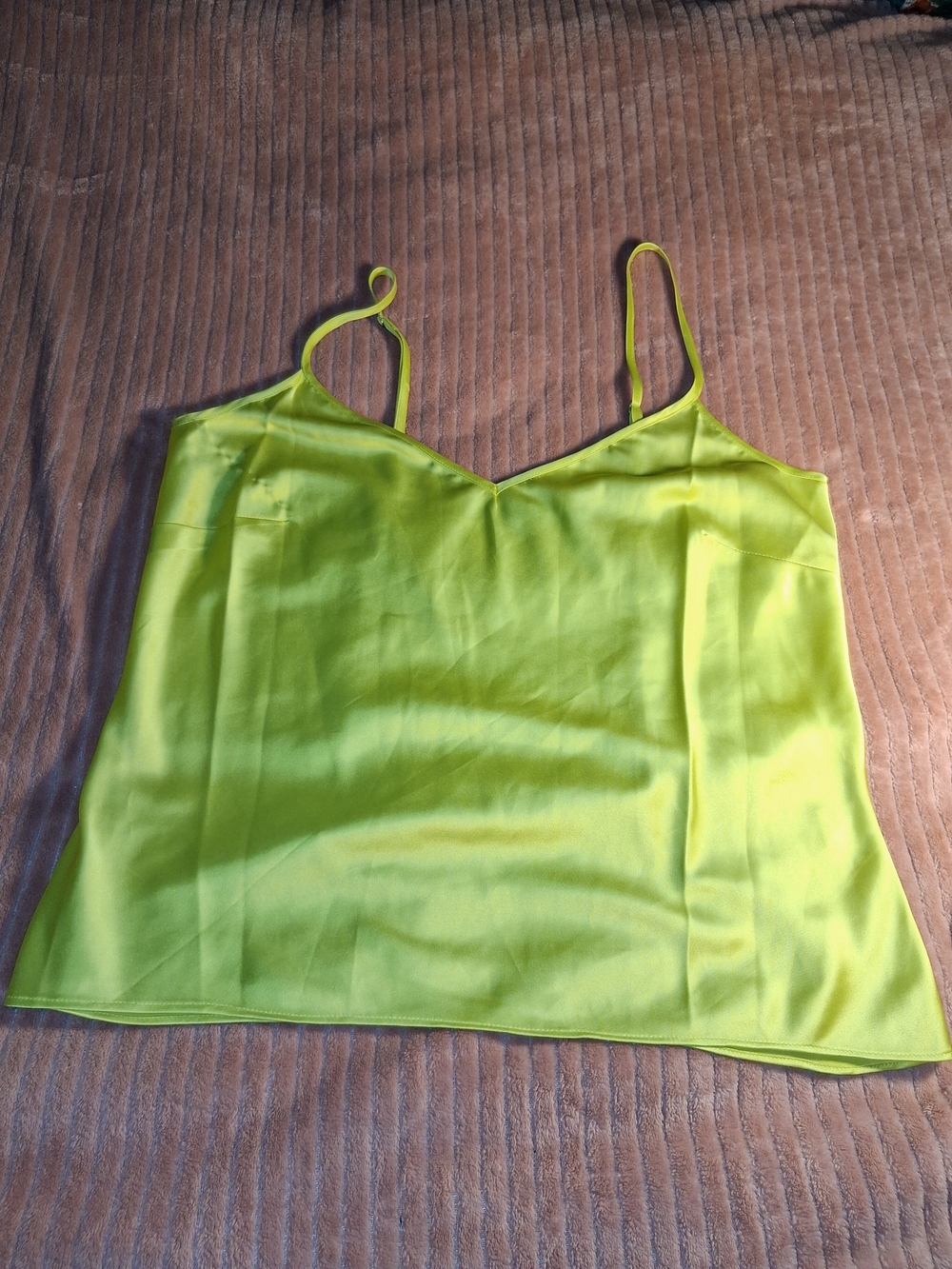 ANTONIO MELANI Lime Green Satin V-Neck Camisole